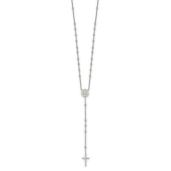 Sterling Silver Beaded Angel Roseary Necklace - 18 in. Sterling Silver Beaded Angel Roseary Necklace - 18 in.