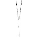Sterling Silver Black Beaded Roseary Necklace - 19 in.