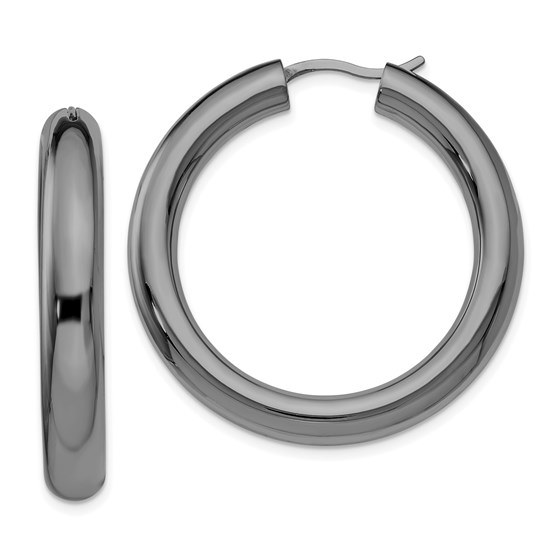 Sterling Silver Black-plated 5mm Tube Earrings - 35 mm Sterling Silver Black-plated 5mm Tube Earrings - 35 mm