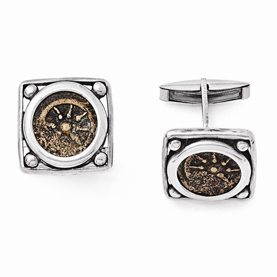 Sterling Silver & Bronze Antiqued Widows Mite Coin Cuff Links Sterling Silver & Bronze Antiqued Widows Mite Coin Cuff Links
