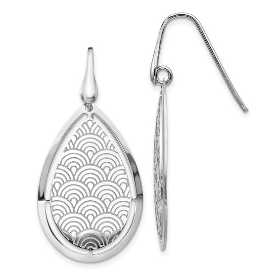 Sterling Silver Brushed Laser Cut Dangle Earrings - 44 mm Sterling Silver Brushed Laser Cut Dangle Earrings - 44 mm