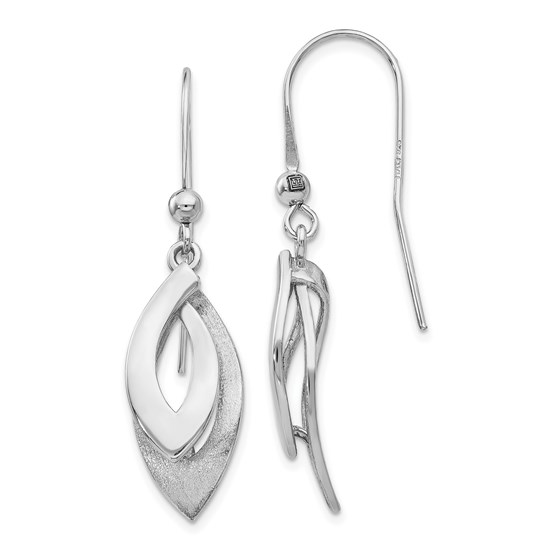 Sterling Silver Brushed Shepherd Hook Earrings - 41 mm Sterling Silver Brushed Shepherd Hook Earrings - 41 mm