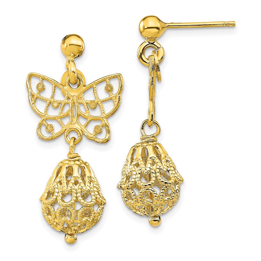 Sterling Silver Butterfly Post Dangle Earrings - 29.3 mm
