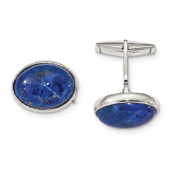 Sterling Silver Cabochon Lapis Cuff Links Sterling Silver Cabochon Lapis Cuff Links