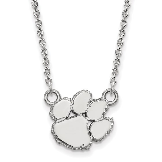 Sterling Silver Clemson Univ. Small Pendant Necklace - 18 in.