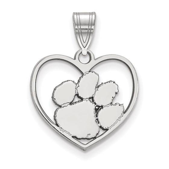 Sterling Silver Clemson University Heart Pendant Sterling Silver Clemson University Heart Pendant