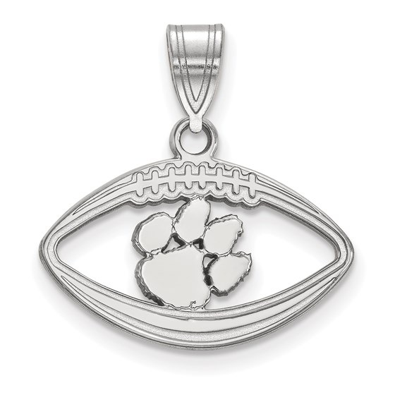 Sterling Silver Clemson University Pendant in Football Sterling Silver Clemson University Pendant in Football