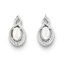 Sterling Silver Created Opal & Diamond Earrings