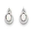 Sterling Silver Created Opal & Diamond Earrings