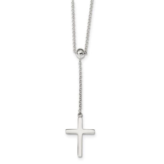 Sterling Silver Cross Adjustable Necklace - 23.5 in. Sterling Silver Cross Adjustable Necklace - 23.5 in.
