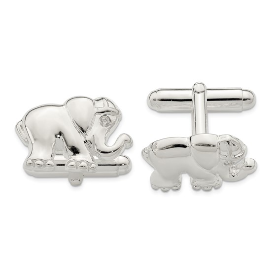 Sterling Silver Cubic Zirconia Elephant Cuff Links Sterling Silver Cubic Zirconia Elephant Cuff Links
