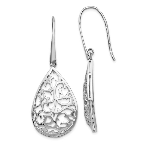 Sterling Silver Cut-out Teardrop Dangle Earrings - 49 mm Sterling Silver Cut-out Teardrop Dangle Earrings - 49 mm