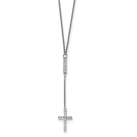 Sterling Silver CZ 16in Cross Necklace - 16 in. Sterling Silver CZ 16in Cross Necklace - 16 in.