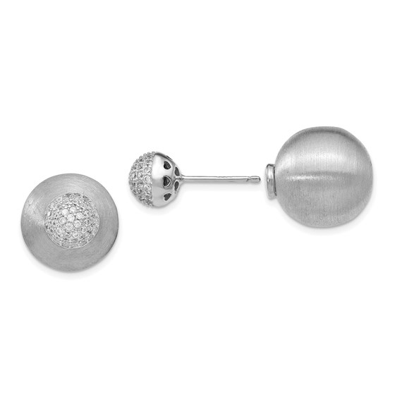 Sterling Silver CZ Front Back Earrings - 14 mm Sterling Silver CZ Front Back Earrings - 14 mm