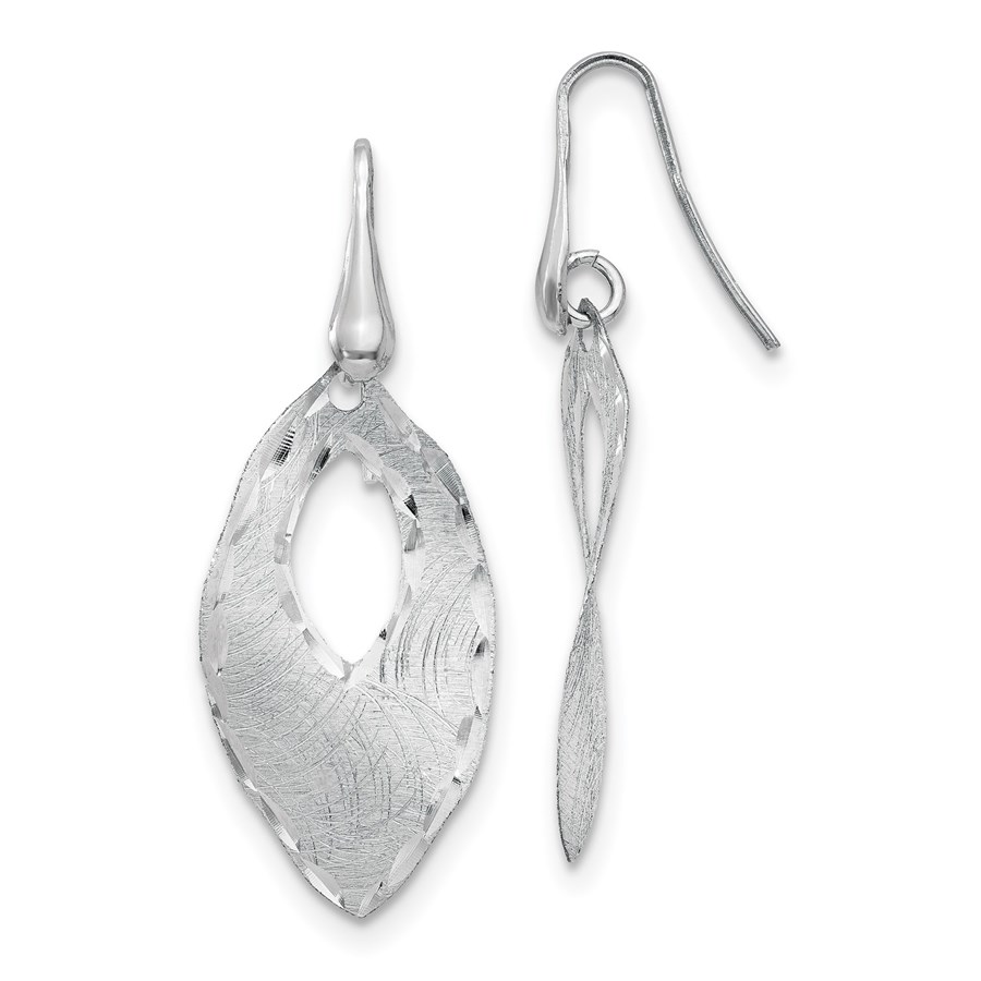 Sterling Silver D/C Dangle Shepherd Hook Earrings - 46 mm