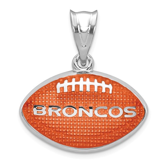 Sterling Silver Denver Broncos Enameled Football Pendant Sterling Silver Denver Broncos Enameled Football Pendant
