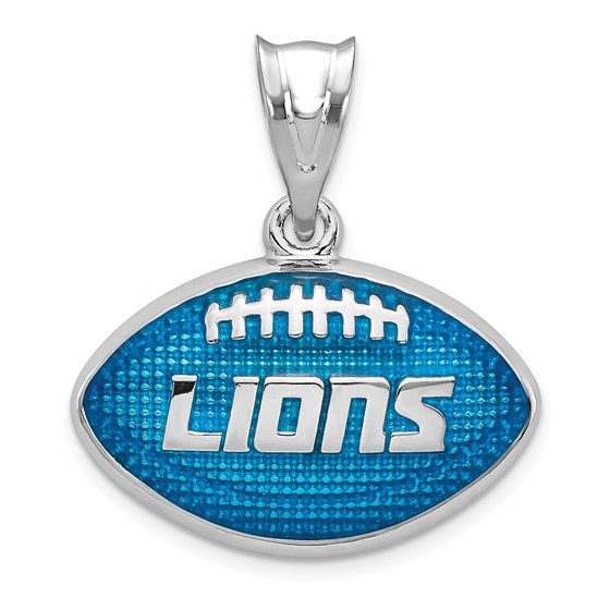 Sterling Silver Detroit Lions Enameled Football Pendant Sterling Silver Detroit Lions Enameled Football Pendant