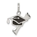 Sterling Silver Enamel Graduation Cap & Diploma Charm