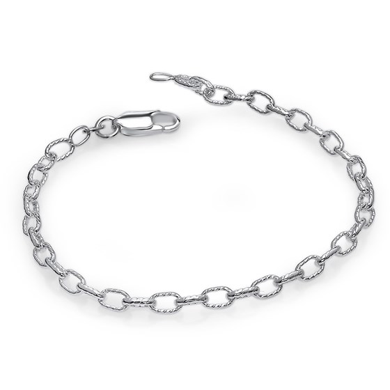Sterling Silver Fancy Rolo Chain 7" Bracelet