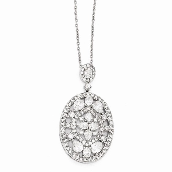 Sterling Silver Fancy Zirconia Necklace Sterling Silver Fancy Zirconia Necklace