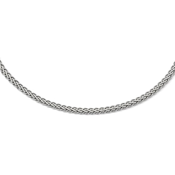 Sterling Silver Flat D/C Spiga Necklace - 18 in. Sterling Silver Flat D/C Spiga Necklace - 18 in.