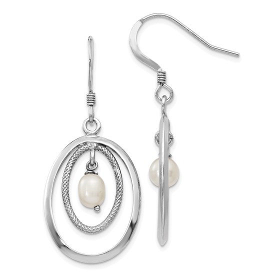 Sterling Silver FW Cultured Pearl Dangle Earrings - 42 mm Sterling Silver FW Cultured Pearl Dangle Earrings - 42 mm