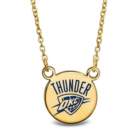 Sterling Silver Gold Plated NBA OKC Thunder Sm Enamel Necklace Sterling Silver Gold Plated NBA OKC Thunder Sm Enamel Necklace