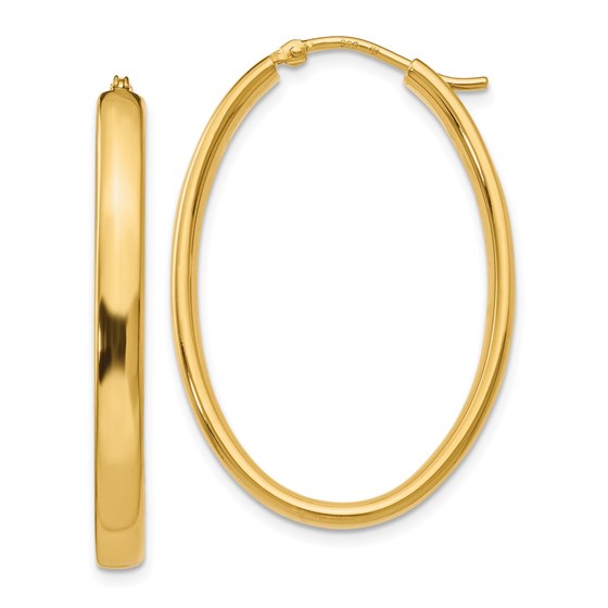Sterling Silver Gold-plated Polished Oval Hoop Earrings - 34 mm Sterling Silver Gold-plated Polished Oval Hoop Earrings - 34 mm