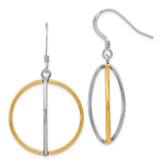 Sterling Silver Gold-tone 18K Dangle Earrings - 44 mm Sterling Silver Gold-tone 18K Dangle Earrings - 44 mm