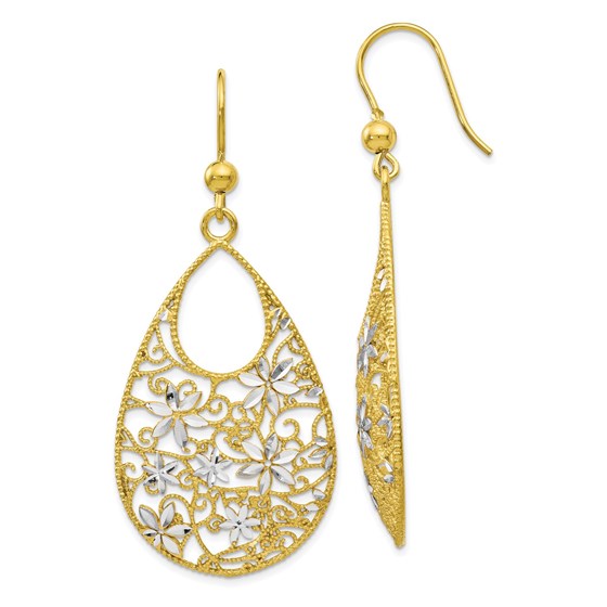 Sterling Silver Gold-tone 18K Flash-plated D/C Earrings - 56 mm Sterling Silver Gold-tone 18K Flash-plated D/C Earrings - 56 mm