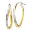 Sterling Silver Gold-tone Polished Hoop Earrings - 38 mm