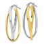 Sterling Silver Gold-tone Polished Hoop Earrings - 38 mm
