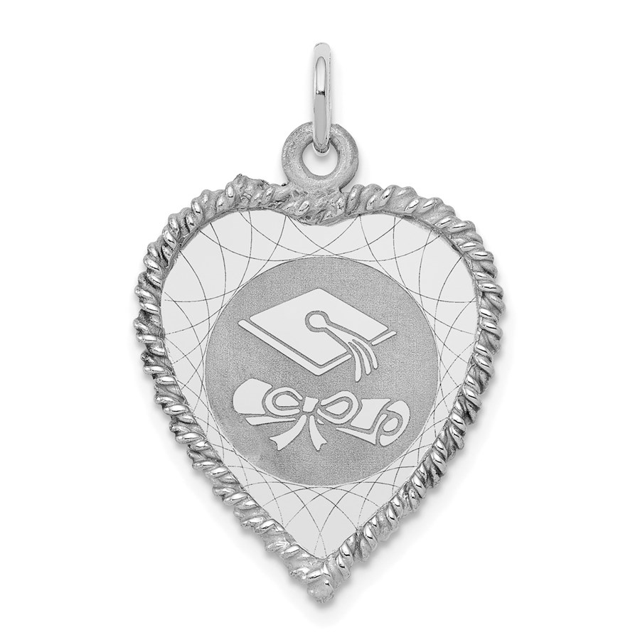 Sterling Silver Graduation Cap & Diploma Disc Charm -3268B
