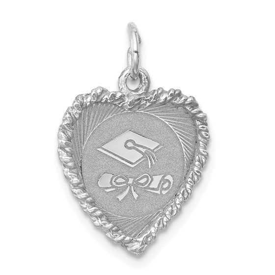 Sterling Silver Graduation Cap & Diploma Polished Disc Cha Sterling Silver Graduation Cap & Diploma Polished Disc Cha