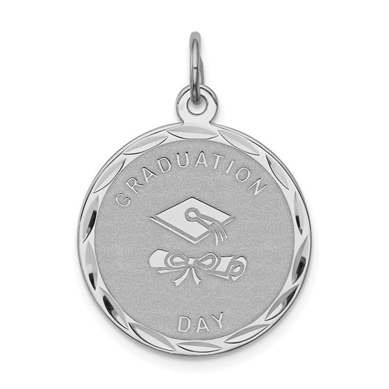 Sterling Silver Graduation Day Disc Charm -3273B Sterling Silver Graduation Day Disc Charm -3273B