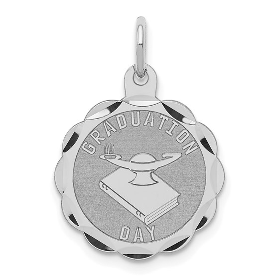 Sterling Silver Graduation Day Disc Charm -3276B Sterling Silver Graduation Day Disc Charm -3276B