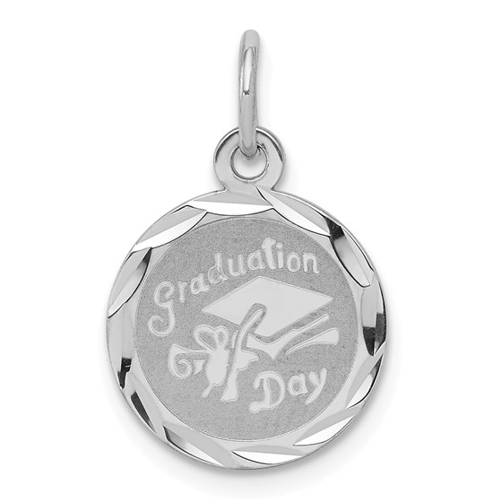Sterling Silver Graduation Day Disc Charm -3281B Sterling Silver Graduation Day Disc Charm -3281B