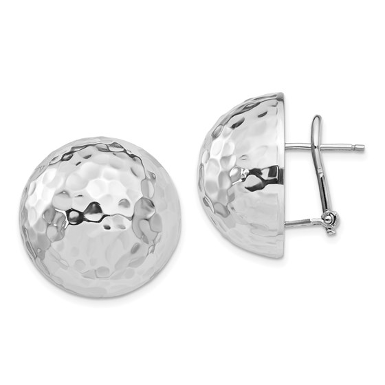 Sterling Silver Hammered Omega Back Earrings - 22 mm Sterling Silver Hammered Omega Back Earrings - 22 mm