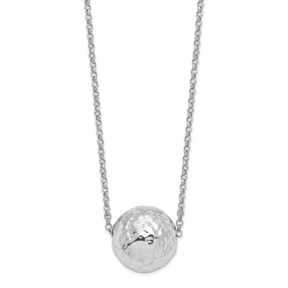 Sterling Silver Hammered w/ 2in ext. Necklace - 16 in. Sterling Silver Hammered w/ 2in ext. Necklace - 16 in.