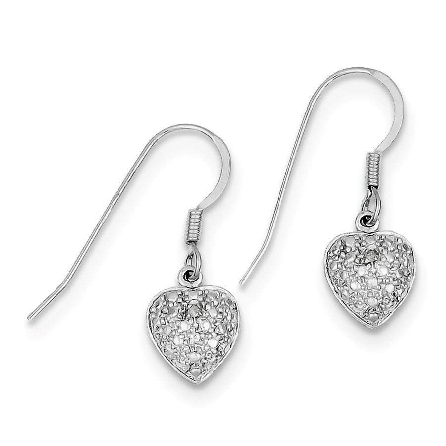 Silver diamond heart earrings Clearance
