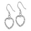 Sterling Silver Heart Shepherd Hook Dangle Earrings - 33 mm