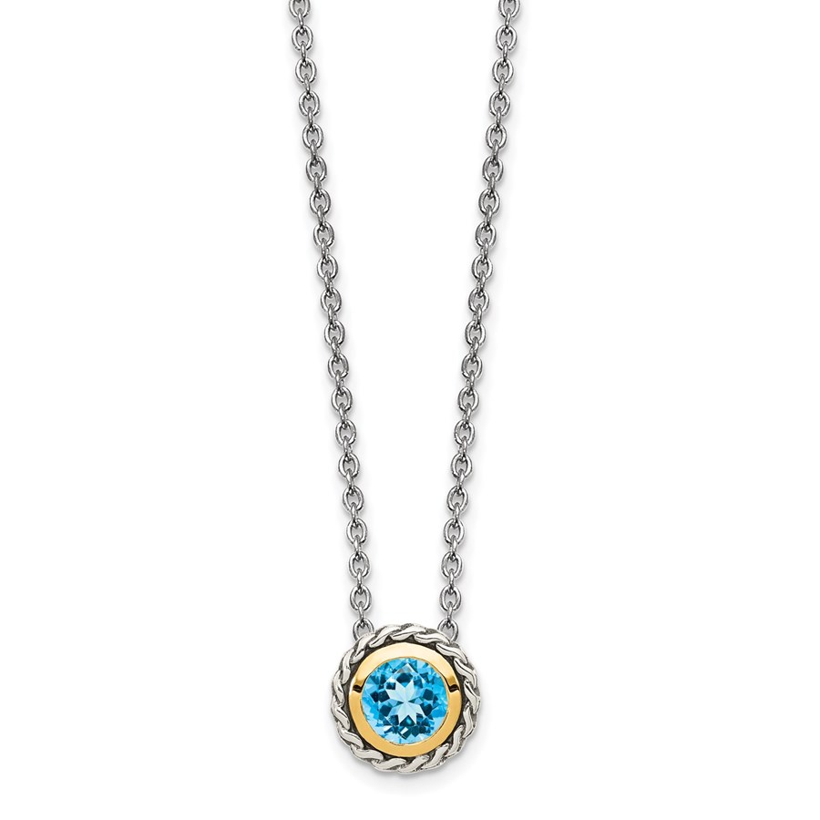 Sterling Silver Light Swiss Blue Topaz Slide - 18 in.