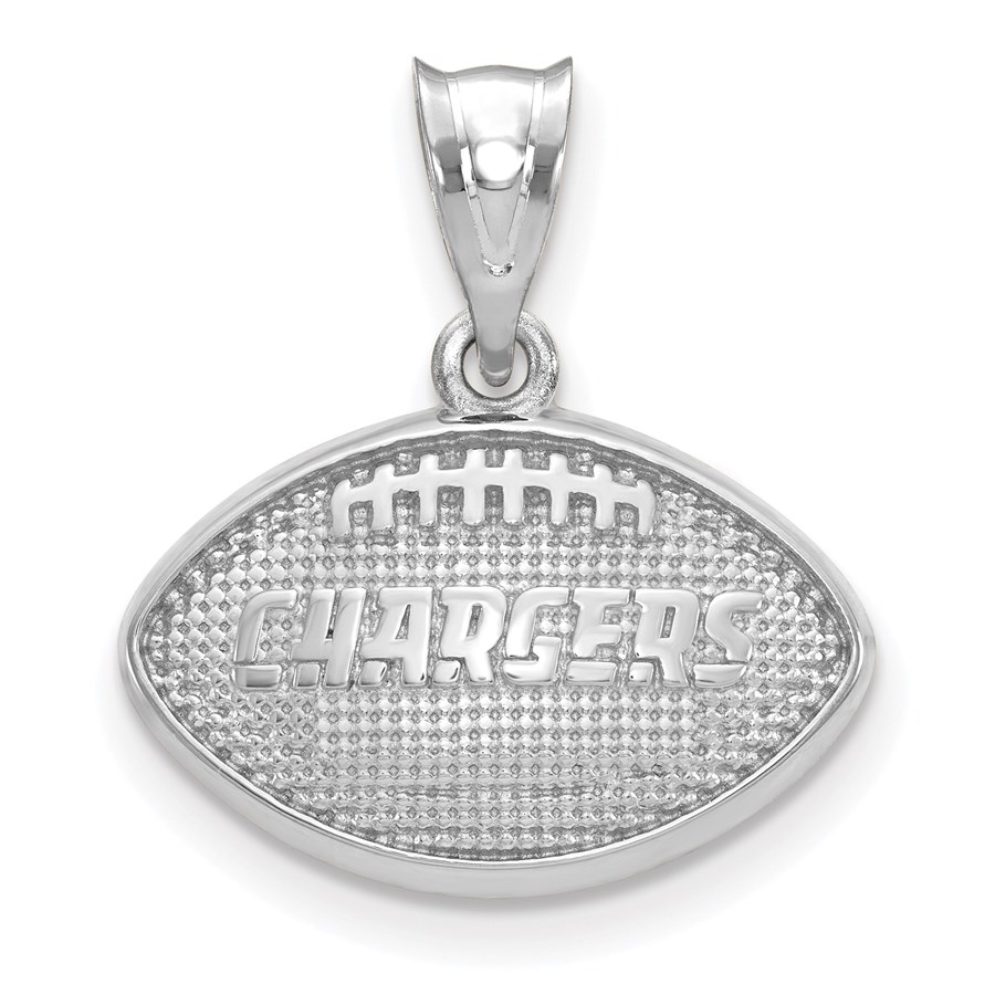 Sterling Silver Los Angeles Chargers Football with Logo Pendant
