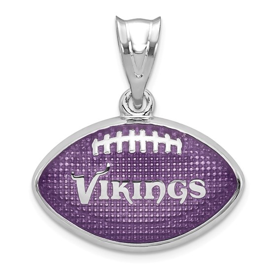 Sterling Silver Minnesota Vikings Enameled Football Pendant Sterling Silver Minnesota Vikings Enameled Football Pendant
