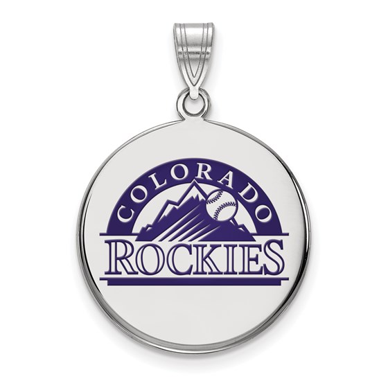Sterling Silver MLB Colorado Rockies Disc Pendant Sterling Silver MLB Colorado Rockies Disc Pendant