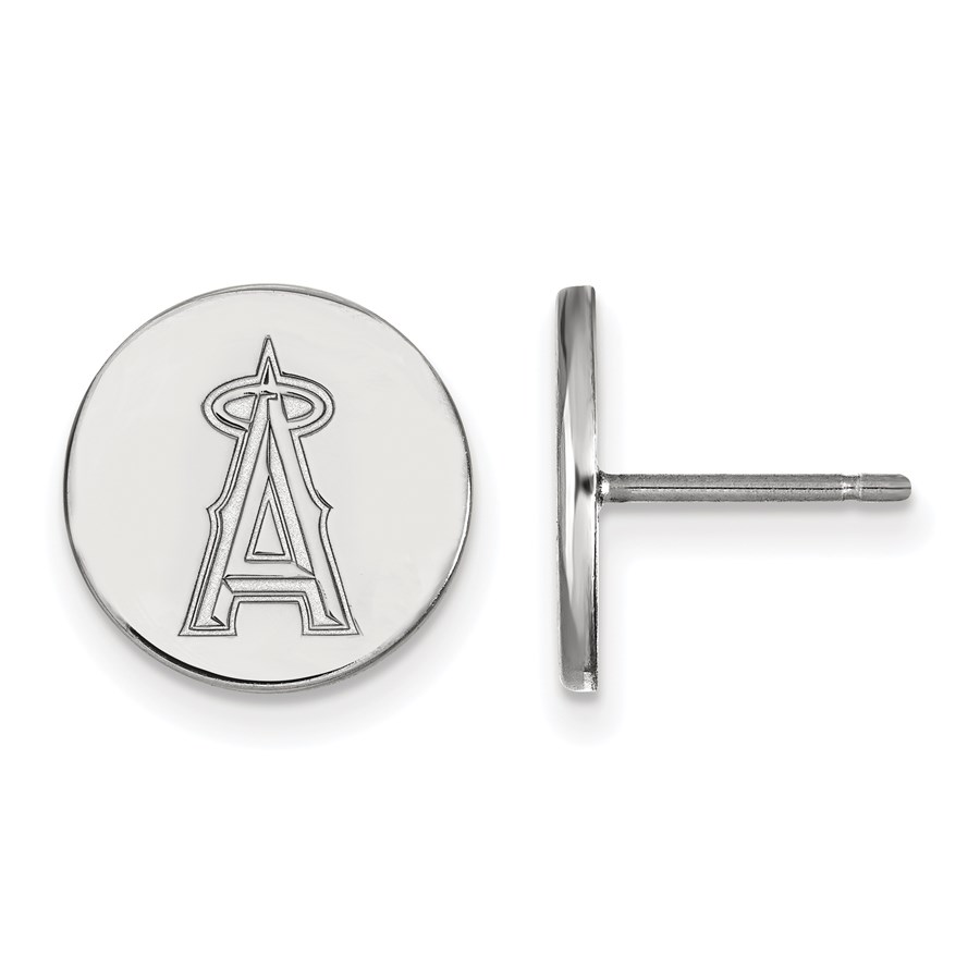 Sterling Silver MLB Los Angeles Angels Small Disc Earrings