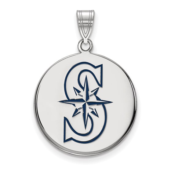 Sterling Silver MLB Seattle Mariners Disc Pendant