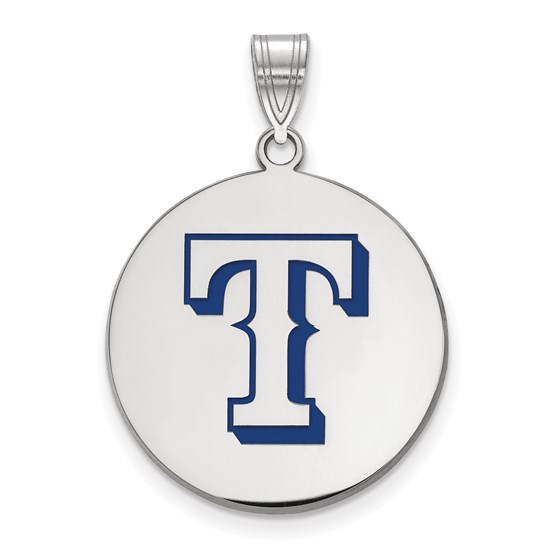 Sterling Silver MLB Texas Rangers Disc Pendant Sterling Silver MLB Texas Rangers Disc Pendant