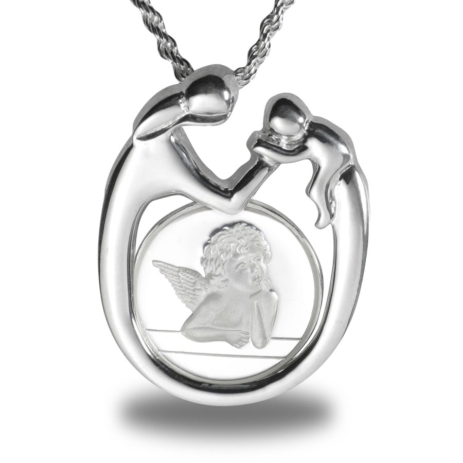 Sterling Silver Mother & Child Angel Necklace