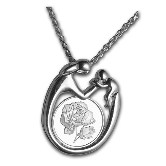 Sterling Silver Mother & Child Rose Necklace